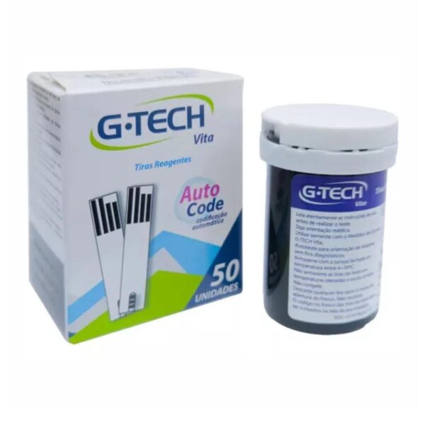 50 Fitas Tiras Medir Glicemia G-tech Vita Glicose Diabetes - Imagem 3