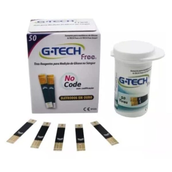 50 Fitas Tiras Medir Glicemia G-tech Free Glicose Diabetes - Imagem 5