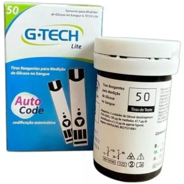 50 Tiras Glicemia G-tech Lite  Fitas Glicose Diabete