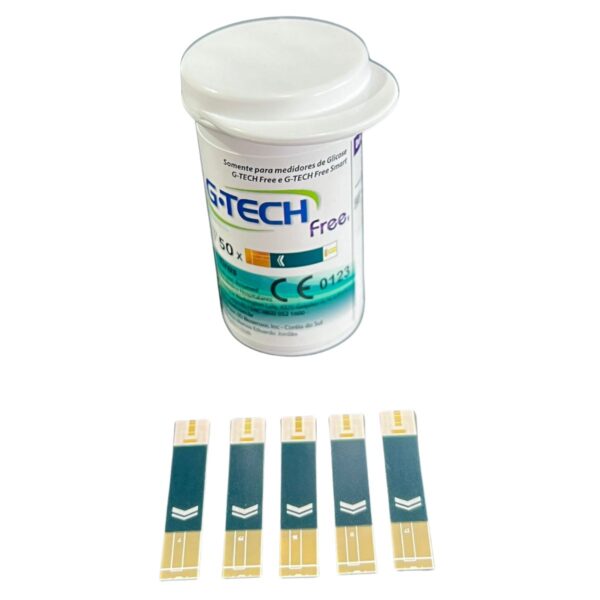 50 Fitas Tiras Medir Glicemia G-tech Free Glicose Diabetes - Imagem 2