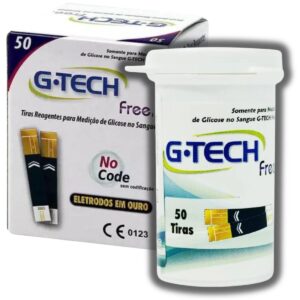 50 Fitas Tiras Medir Glicemia G-tech Free Glicose Diabetes