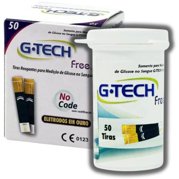 50 Fitas Tiras Medir Glicemia G-tech Free Glicose Diabetes
