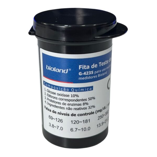 50 Tiras Glicose Bioland Fitas Medir Glicemia Diabetes - Imagem 2