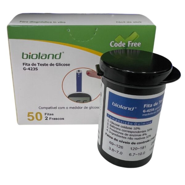 50 Tiras Glicose Bioland Fitas Medir Glicemia Diabetes - Imagem 5