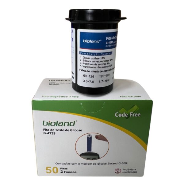 50 Tiras Glicose Bioland Fitas Medir Glicemia Diabetes - Imagem 6
