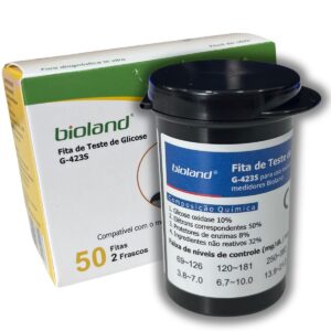 50 Tiras Glicose Bioland Fitas Medir Glicemia Diabetes